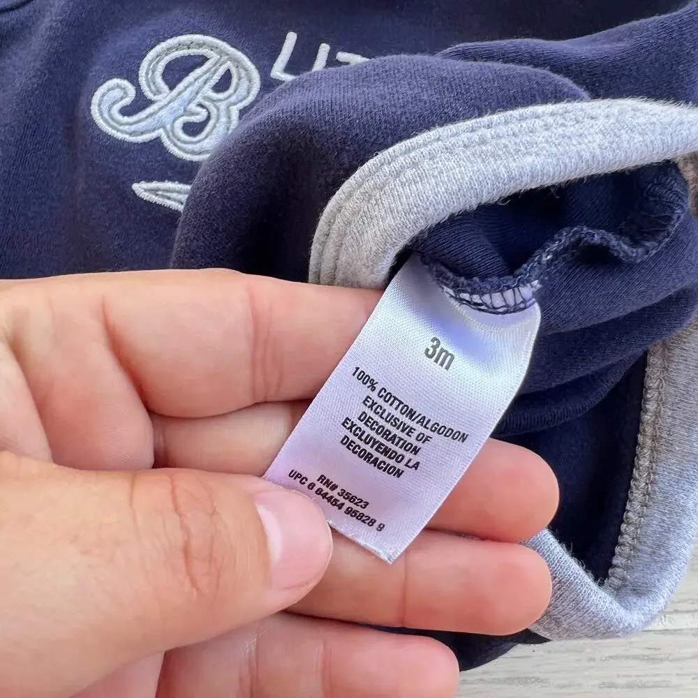 Carter's Baby Boy 3 Months 'Little Brother' Blue Gray Bodysuit One-Piece
